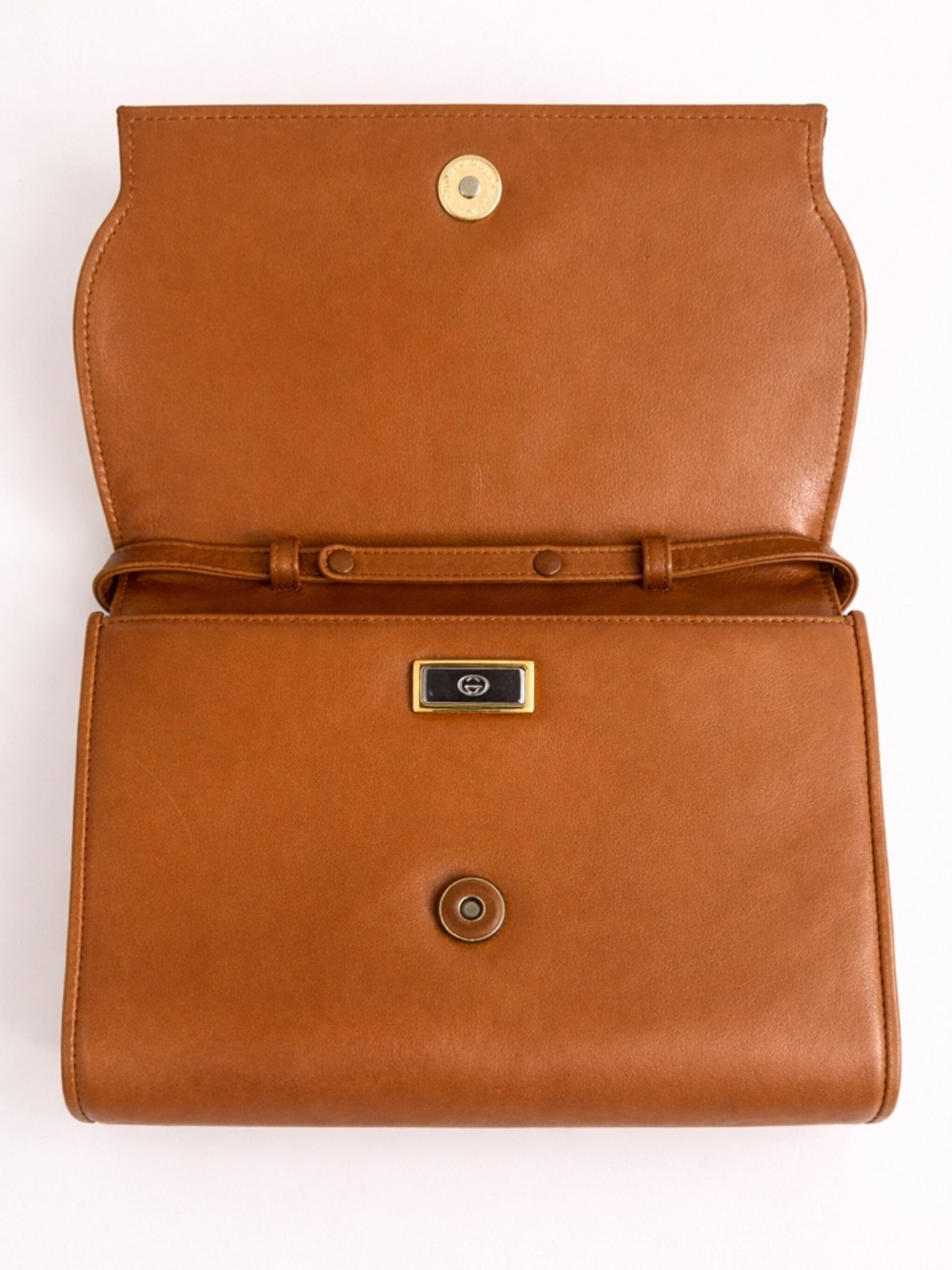 Gucci Vintage Cognac Leather Croc Trim Shoulder Bag Clutch - Picture 7 of 13